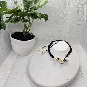 Chic Black and Cream Rose Bracelet